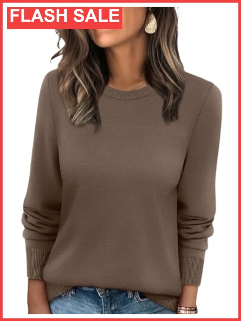WIHOLL Women's Ribbed Knit Crewneck Pullover Sweater Lightweight Long Sleeve